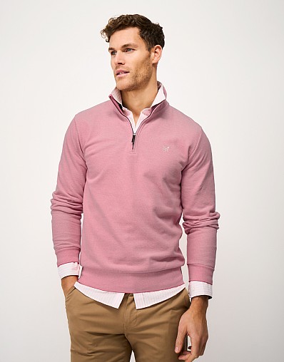 Birdseye Half Zip Jumper in Pink