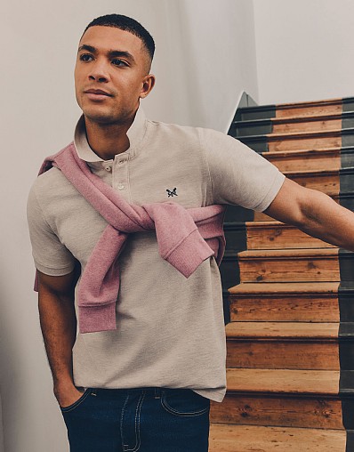 Classic Pique Polo Shirt in Beige