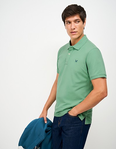 Classic Cotton Pique Polo Shirt in Muted Green