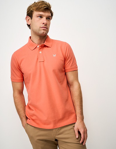 Classic Cotton Piqué Polo Shirt in Coral Orange