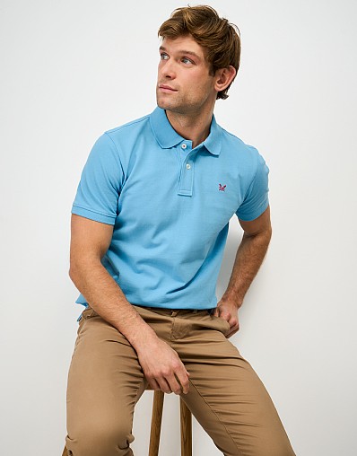 Classic Cotton Piqué Polo Shirt in Blue
