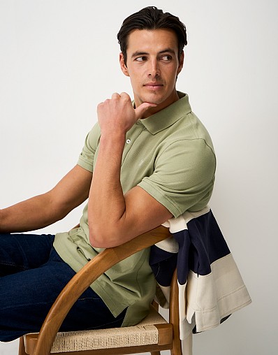 Classic Cotton Piqué Polo Shirt in Tea Green