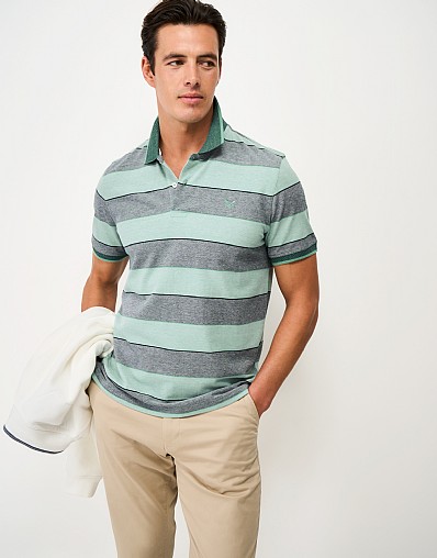 Oxford Stripe Polo Shirt in Greens