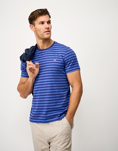 Striped Cotton Tee in Blue
