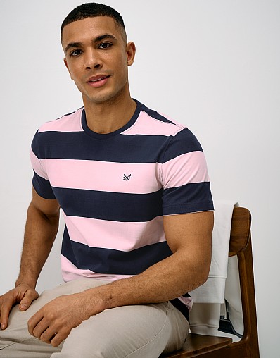 Newton Cotton Stripe Tee in Pink & Navy