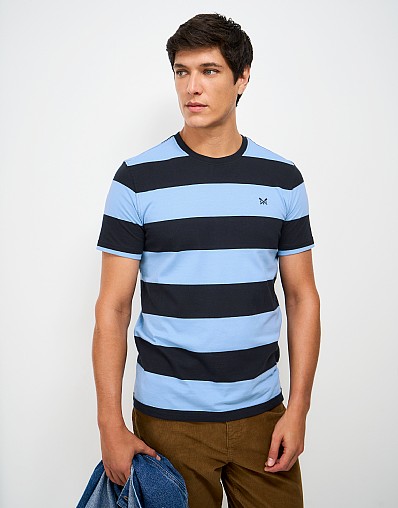 Newton Cotton Stripe Tee in Blue & Navy
