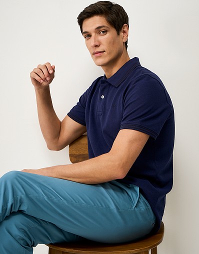 Oxford Cotton Polo Shirt in Deep Blue