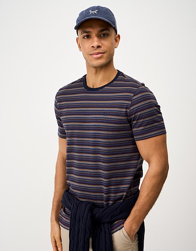 Multi Stripe T-Shirt in Navy, Blue and Stone