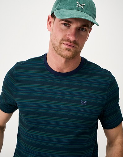Multi Stripe T-Shirt in Navy, Blue and Green