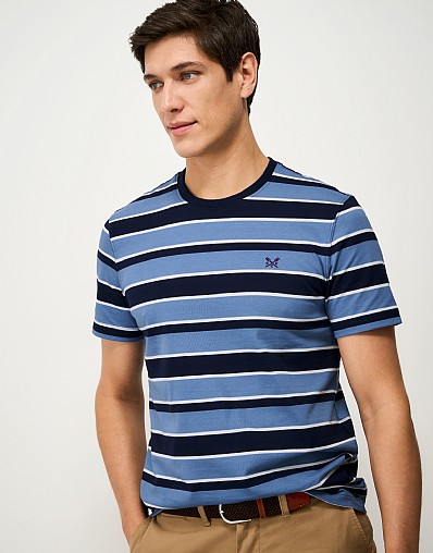 Interest Stripe T-Shirt in Navy, Blue and White