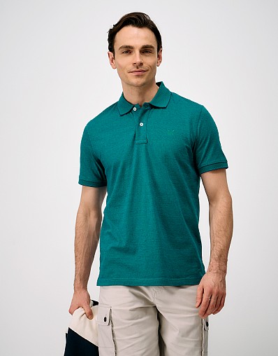 Cotton Jacquard Zigzag-Stitch Polo in Green