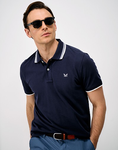 Interest Tipped Polo in Navy