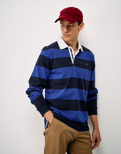 Heritage Stripe Rugby Shirt in Navy and Blue
