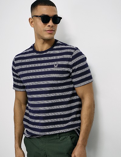 Dot & Stripe Jacquard Tee in Dark Navy & White
