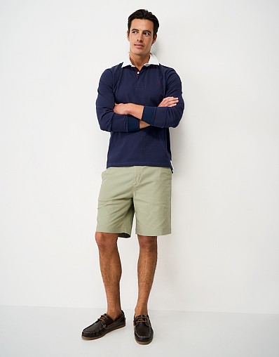 Bermuda Cotton Chino Stretch Shorts in Muted Green