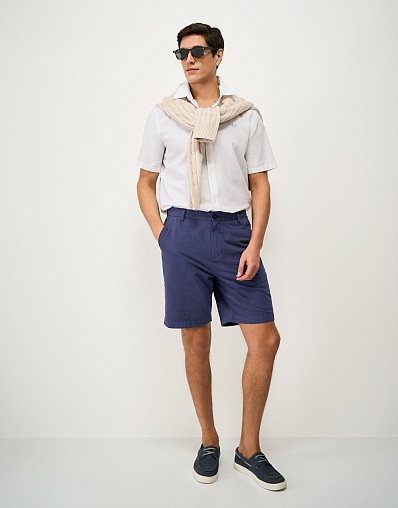 Cotton-Linen Shorts in Navy