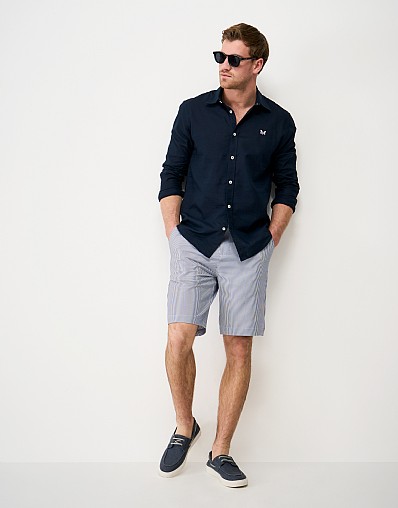 Seersucker Bermuda Shorts in Navy