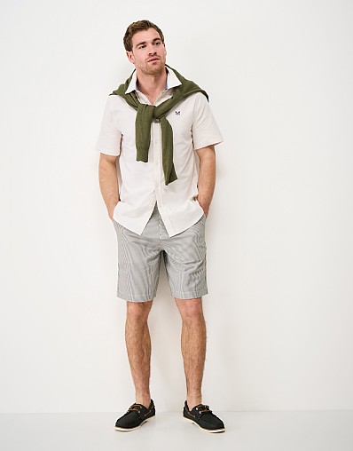 Seersucker Bermuda Shorts in Olive