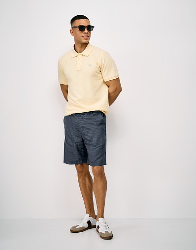 Multi Dot Printed Linen Blend Shorts in Navy