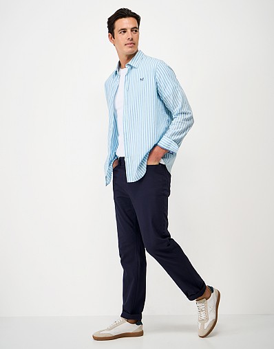 Brushed Twill Slim-Fit Trousers in Dark Navy