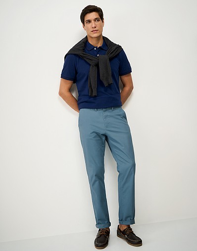 Slim Chinos in Dusky Blue