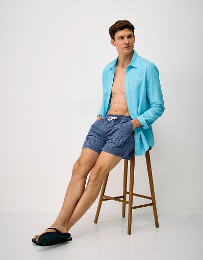 Swim Shorts in Deep Blue Geo Print