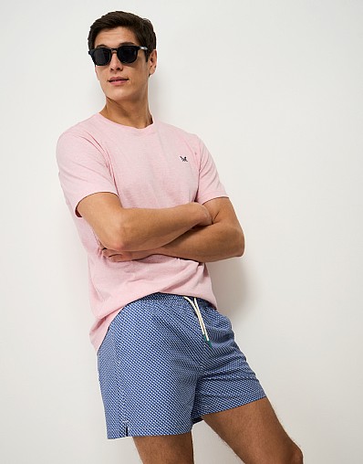 Swim Shorts in Blue & Green Square Geo Print