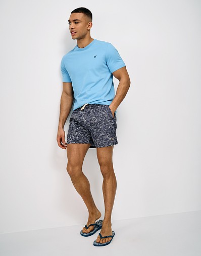 Floral Print Swim Shorts in Navy