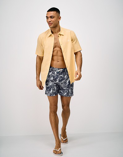 Palm Print Swim Shorts in Navy