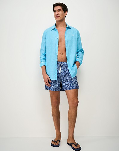 Swim Shorts in Dark Blue Paisley Print