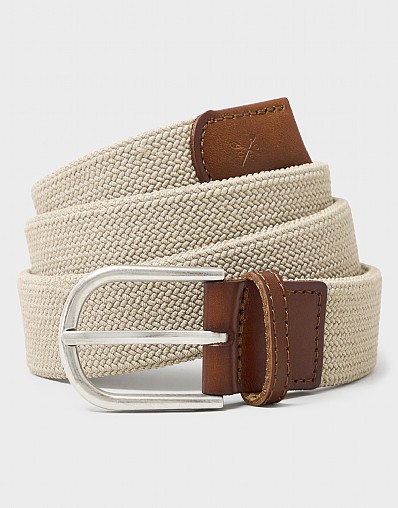 Stretch Woven Belt In Beige
