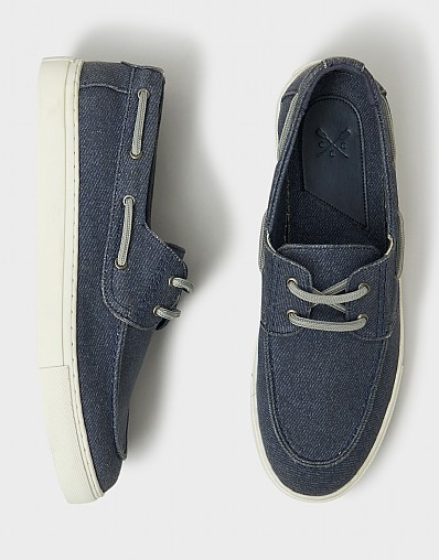 Washed Canvas Boat Shoes in Blue