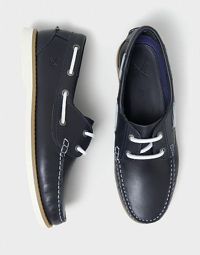 Austell Leather Deck Shoes in Navy