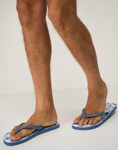 Flip Flops in Blue Botanical Print