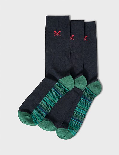 3 Pack Bamboo Socks in Black and Green
