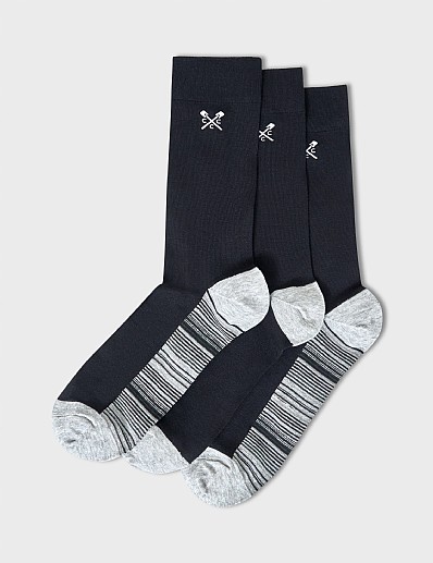 3 Pack Bamboo Socks in Black and Grey