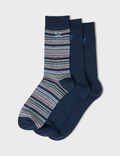 3 Pack Bamboo Socks in Navy and Blue