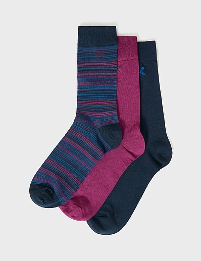 3 Pack Bamboo Socks in Burgundy and Navy