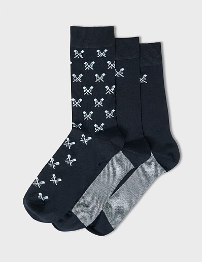 3 Pack Bamboo Socks in Navy and Blue