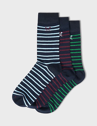 3 Pack Bamboo Socks in Navy Stripes