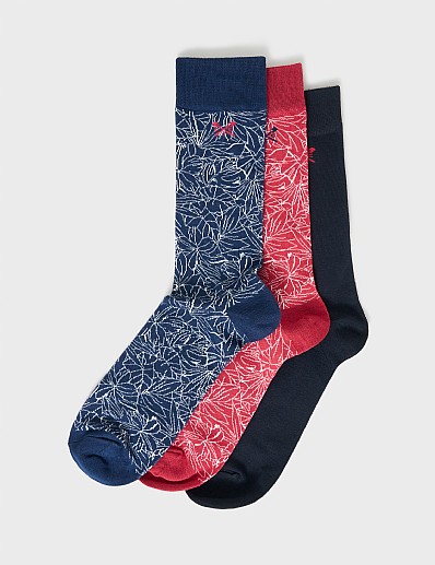 3 Pack Bamboo Socks in Navy, Red and White