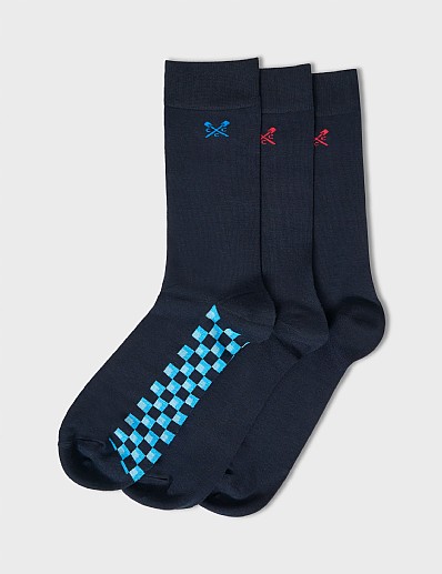 3 Pack Bamboo Socks in Navy and Blue