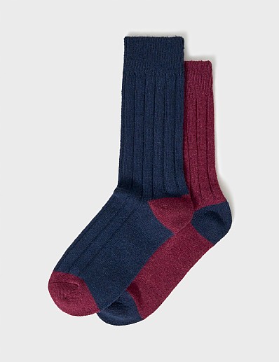 2 Pack Rugby Socks in Burgundy and Navy