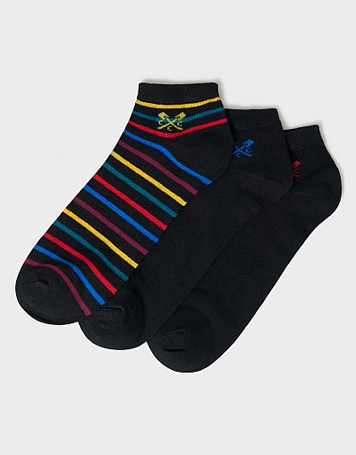 3 Pack Bamboo Trainer Socks in Multi