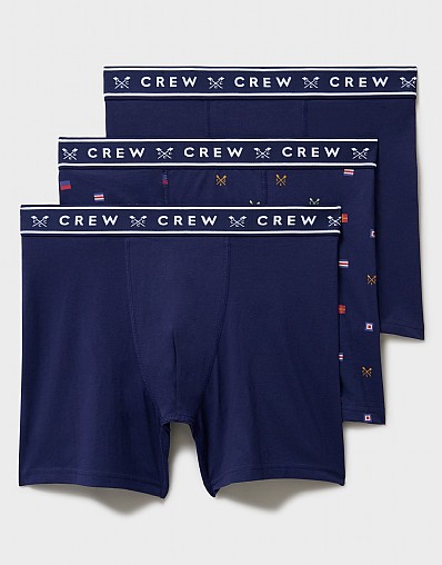 3 Pack Semaphore Print Jersey Boxers in Navy