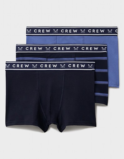 3-Pack Cotton Boxer Briefs in Navy & Blue Stripe