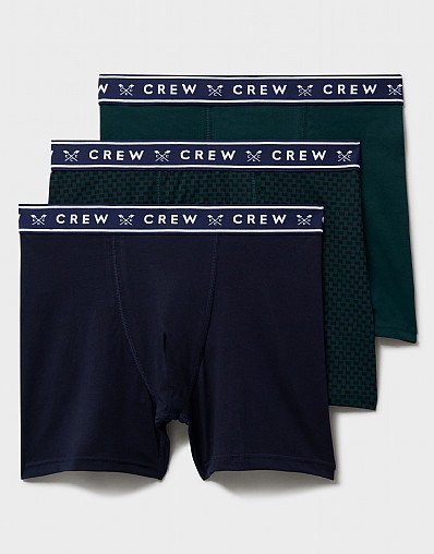 3-Pack Cotton Jersey Boxer Briefs in Dark Navy & Bottle Green