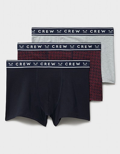 3 Pack Cotton Jersey Boxers in Navy, Red & Grey