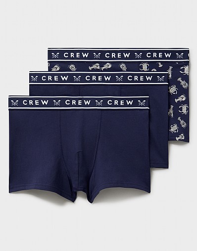 3 Pack Lobster Print Boxer Briefs in Navy