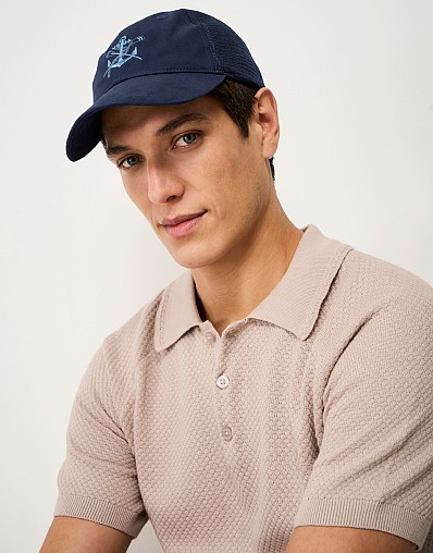 Mesh Back Cap in Navy with Anchor Embroidery